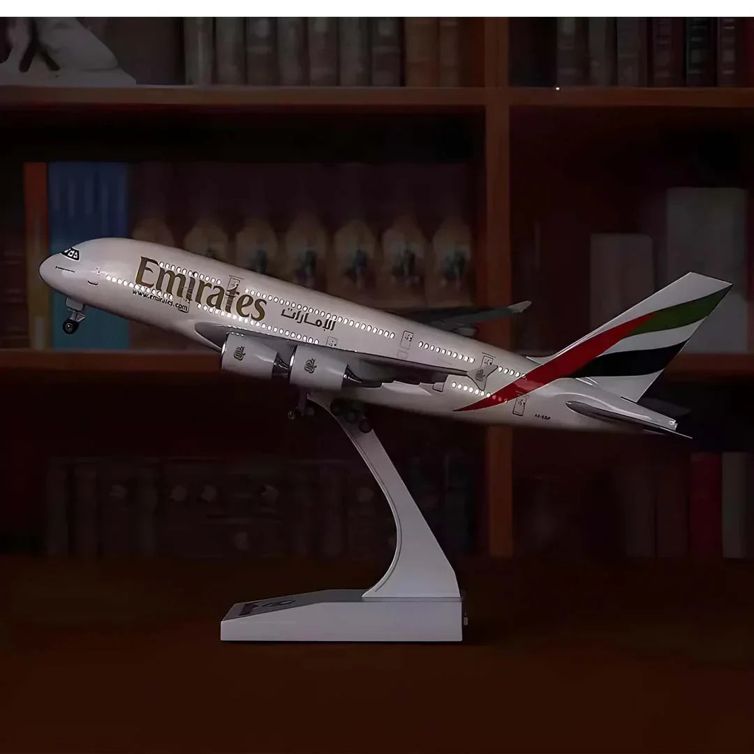 Diecast Collectible 1:250 Scale Model Airplane With Light & Sound – Emirates Airbus A380-800 - Jaiman Toys