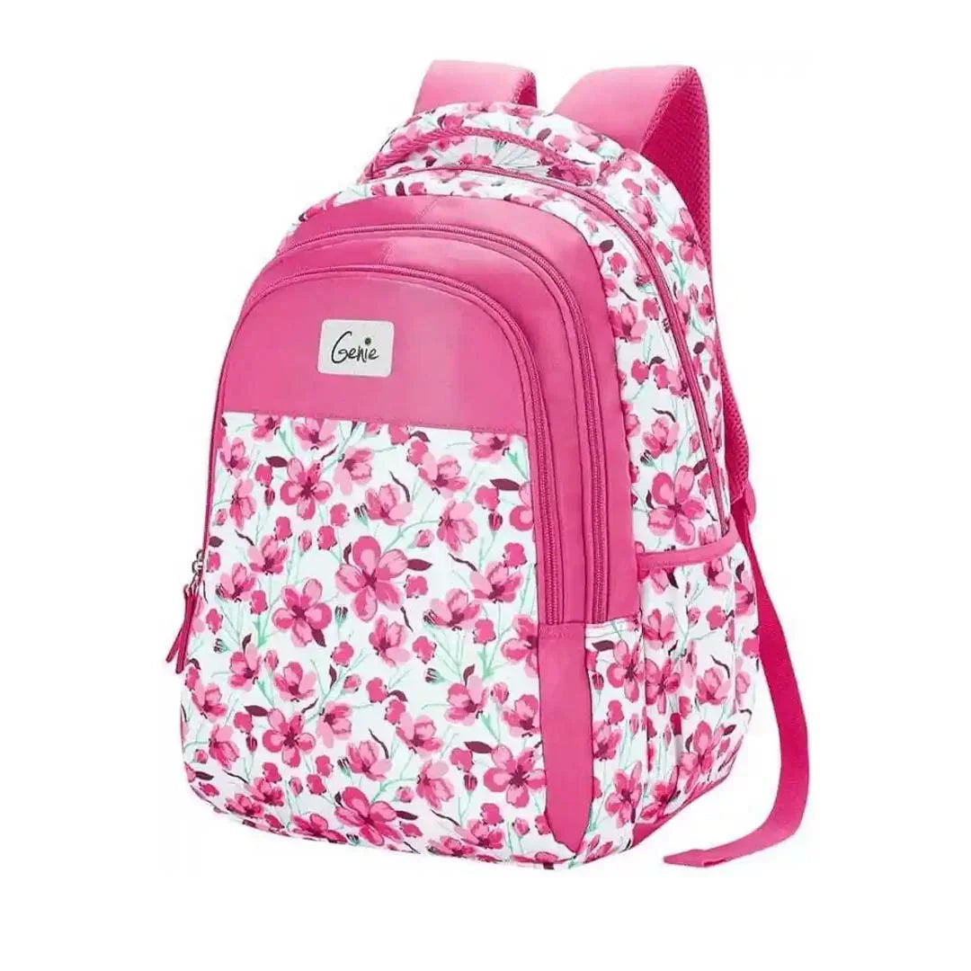 Genie Camellia 15-Inch Waterproof School Backpack – Pink | Lightweight, Stylish & Durable - Jaiman Toys