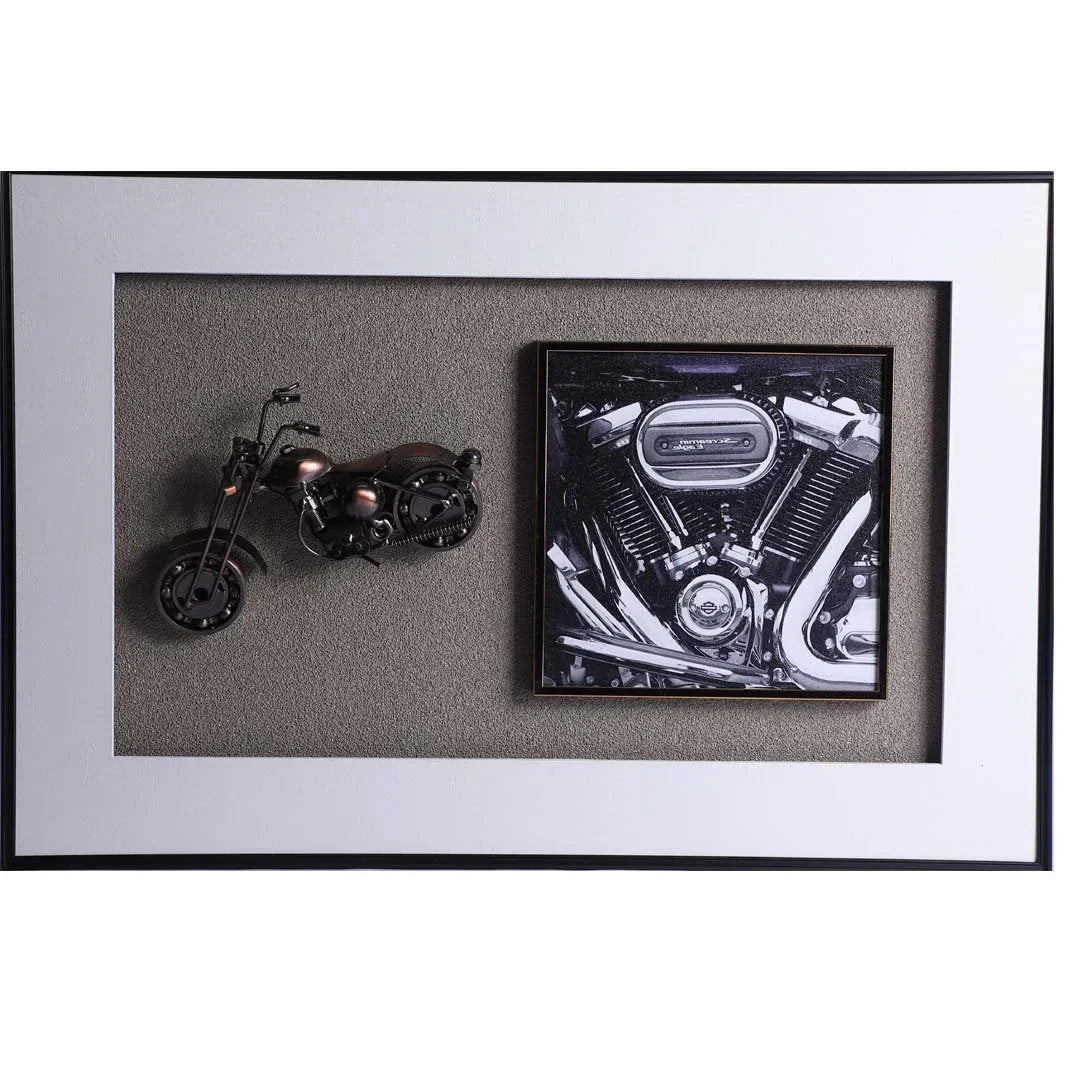 3D Die-Cast Harley Davidson Motorcycle in Decorative Glass Frame – Rev Up Your Wall Décor with Iconic Metal Art - Jaiman Toys