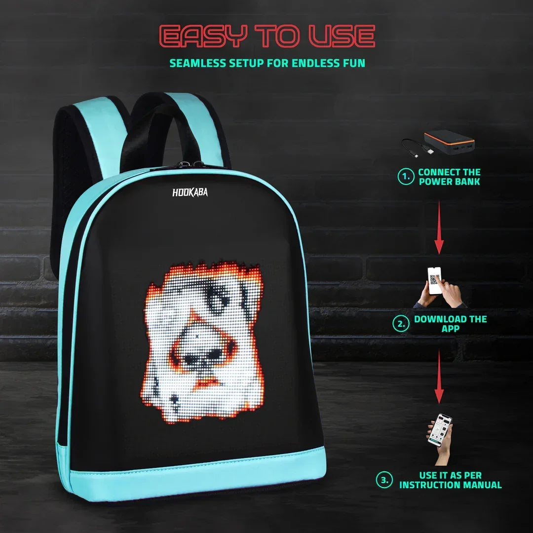 Hookaba Bold Bling Bag – LED Light-Up Fashion Backpack | Hard Shell | Waterproof | Statement Style - Black - Jaiman Toys