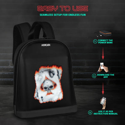 Hookaba Bold Bling Bag – LED Light-Up Fashion Backpack | Hard Shell | Waterproof | Statement Style - Black - Jaiman Toys