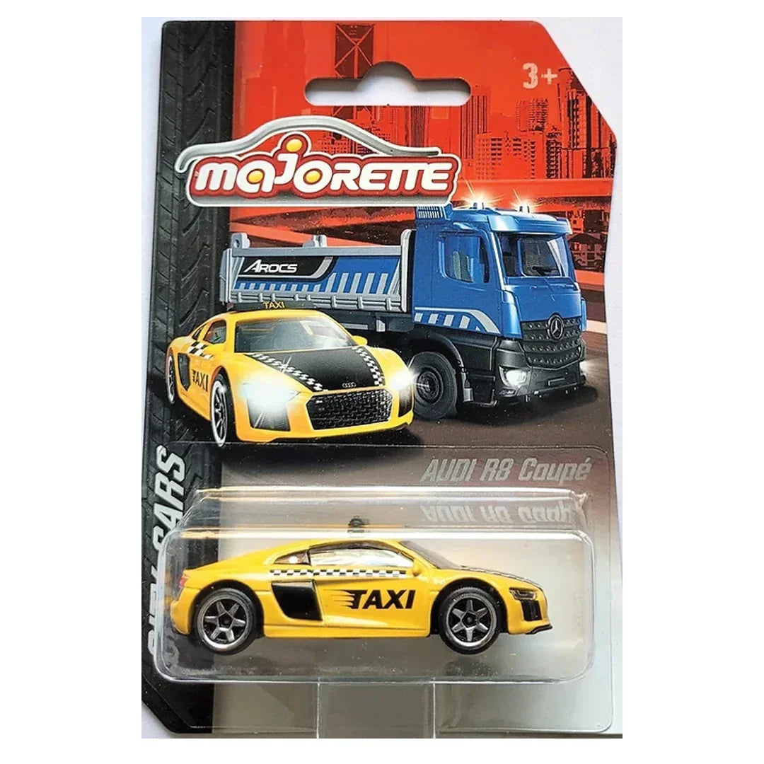Majorette City Cars: Yellow Audi R8 Coupe Taxi - 1:64 Scale Diecast Model - Jaiman Toys