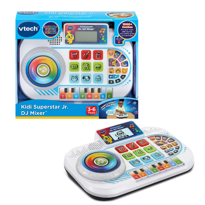 VTech Kidi Superstar Jr. DJ Mixer | Interactive Musical DJ Mixing Console with Light-Up Turntable, Piano Keys, Sound Effects & Recording | Educational Music Toy