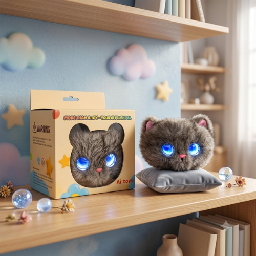 AI Dazi Interactive AI Plush Cat | Smart AI Table Companion | More Than a Toy – Your AI Plush Pal with LED Display Eyes