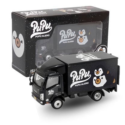 Tiny City Pupu Aliens Isuzu N-Series Box Lorry Die-Cast Model Truck | Black Delivery Truck Collectible | 7.5cm