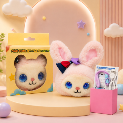 AI Dazi Interactive AI Plush Cute Bunny | Smart AI Table Companion with Animated LED Display Eyes | Intelligent Plush Toy | Rechargeable Soft AI Companion for Kids & Adults
