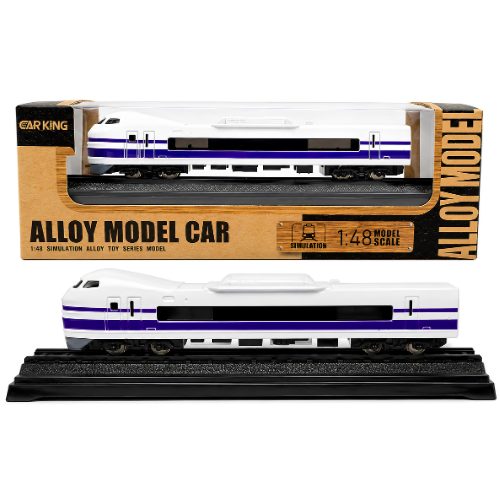 High Speed Bullet Train Toy for Kids | White & Purple Passenger Train | Push & Play Railway Toy With Track & Window Gift Box