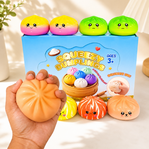 Squeezy Dumpling Momos & Rainbow Mystery Mix Squishy Toy | Slow Rising Stress Relief Squeeze Toy | Cute Collectible Surprise Design | Random 1 Piece Sent