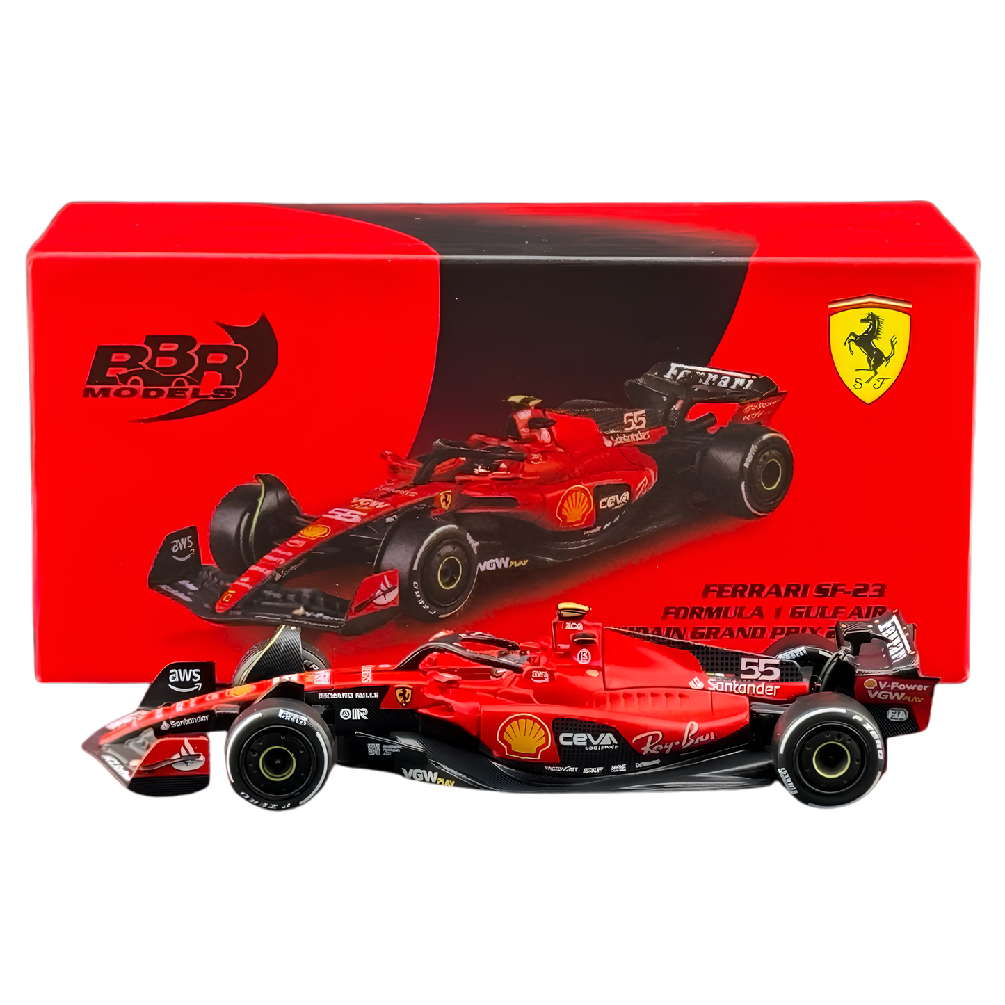 BBR Models 1:64 Ferrari SF-23 #55 Carlos Sainz 2023 Monaco Grand Prix Formula 1 Die-Cast Model Car
