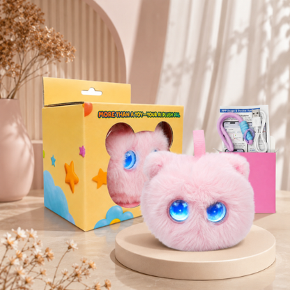 AI Dazi Interactive AI Plush Cute Pink Teddy | Smart AI Table Companion | More Than a Toy – Your AI Plush Pal with LED Display Eyes | Intelligent Talking Plush Toy for Kids