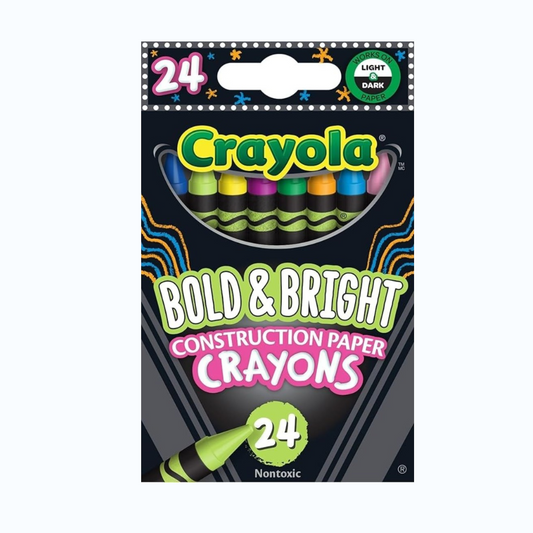 Crayola Construction Paper Crayons, School & Art Supplies, 24 Count | Bright Colors for Dark & Colored Paper