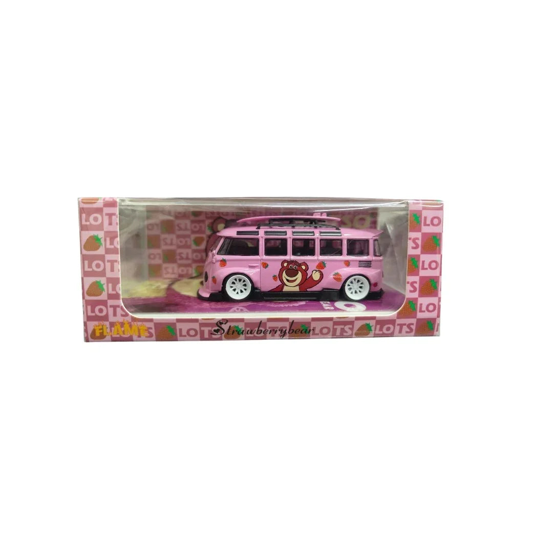 1:64 Volkswagen Bus T1 Strawberry Bear/Astro Boy Simulation Alloy Car Model - Jaiman Toys
