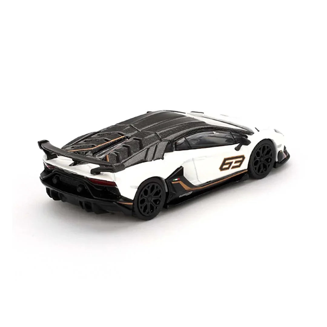 Mini GT 1/64 Lamborghini Aventador SVJ 63 Bianco Asopo RHD Diecast Scale Model Car - Jaiman Toys