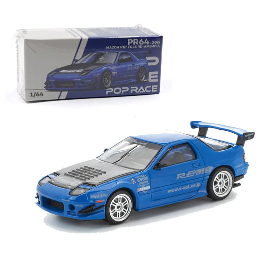 Pop Race 1:64 Mazda RX-7 FC3S RE-Amemiya Blue | JDM Diecast Model Car