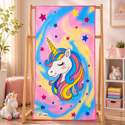 Unicorn Quick Dry Beach Towel 54 x 28 Inch | Super Soft & Absorbent Microfiber Towel for Kids, Beach, Pool, Gym & Travel
