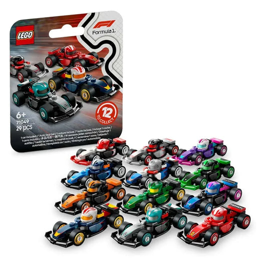 LEGO 71049 F1 Collectible Race Cars  Pack of 12 (Complete Set) Mini F1 Vehicles with Helmets (Ages 6+) - Jaiman Toys