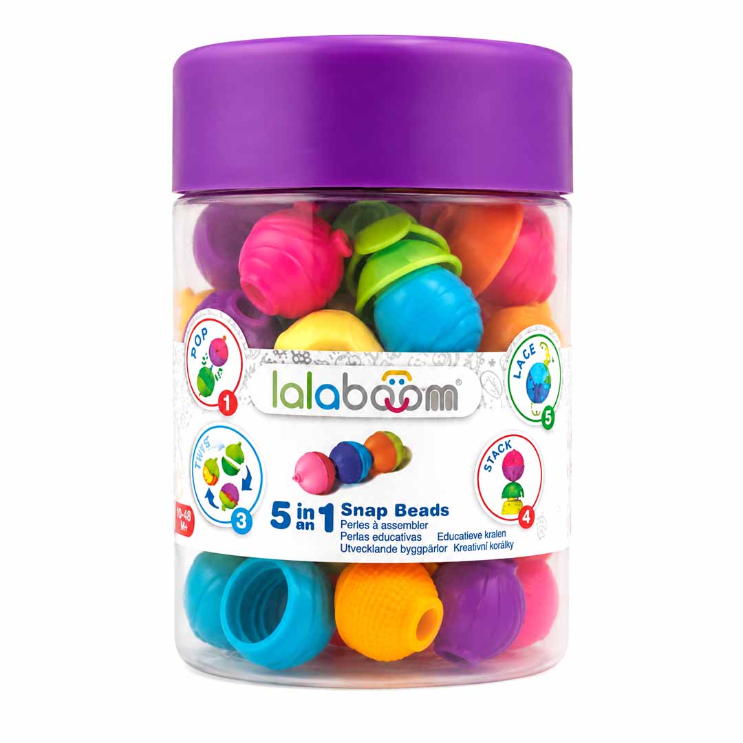 (Creased Box) Lalaboom 5-in-1 Snap Beads Educational Toy Set | Creative Learning & Sensory Development Beads for Toddlers