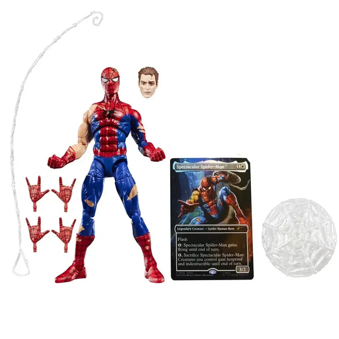 Marvel Legends Magic: The Gathering Battle-Damaged Spider-Man Action Figure | 15 cm Collectible with Exclusive Foil Card