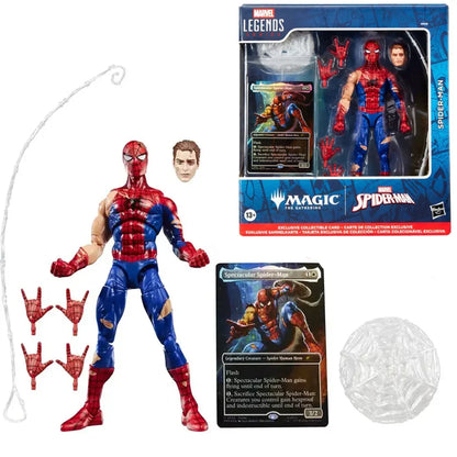 Marvel Legends Magic: The Gathering Battle-Damaged Spider-Man Action Figure | 15 cm Collectible with Exclusive Foil Card