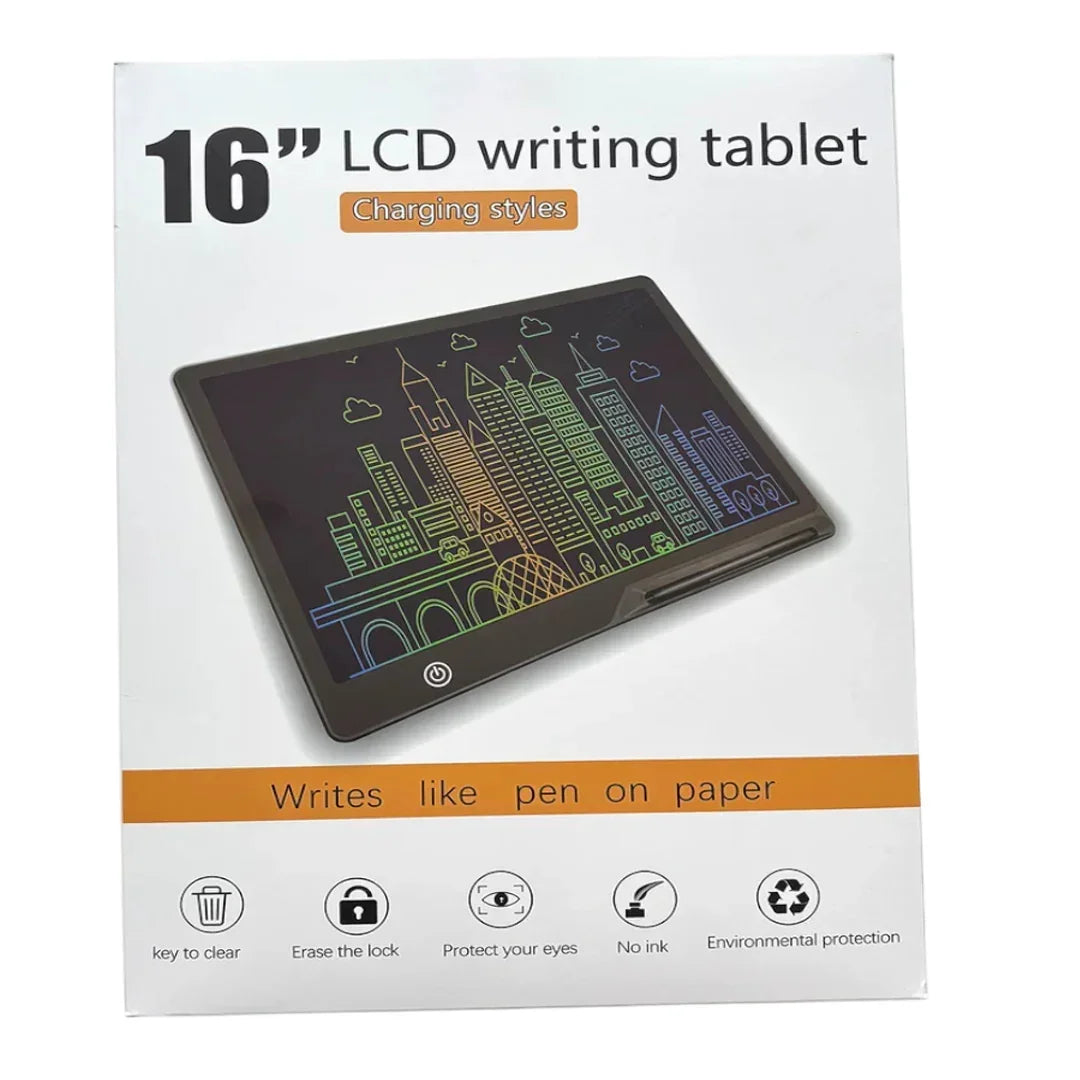LCD Writing Tablet 16 Inch Rechargeable Colorful Doodle Board for Kids 3–6 Years (Black)