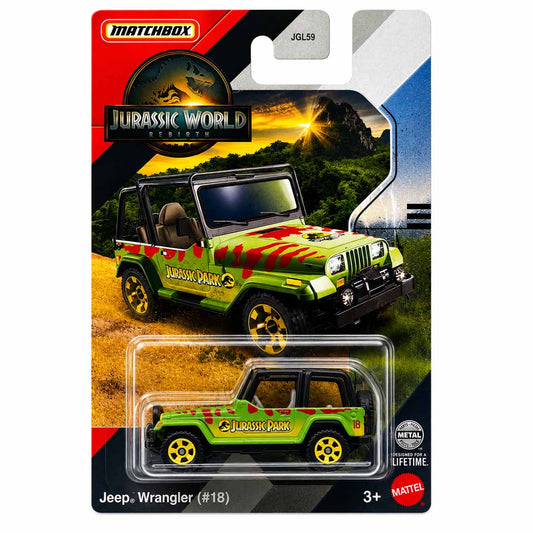 Matchbox 1:64 (Blister Pack) Jeep Wrangler #18 Jurassic Park Diecast Model Car | Jurassic World Rebirth Collectible