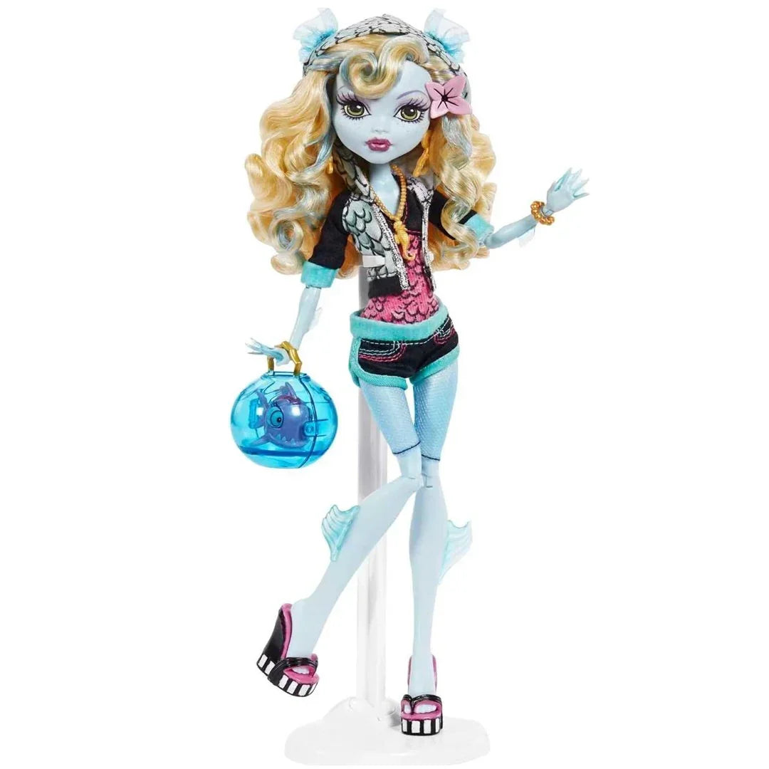 Monster High Lagoona Blue Reproduction Doll (10.5 in) Wearing Original Fashion &amp; Shoes, with Pet, Doll Stand &amp; Accessories, Gift for Collectors - Jaiman Toys