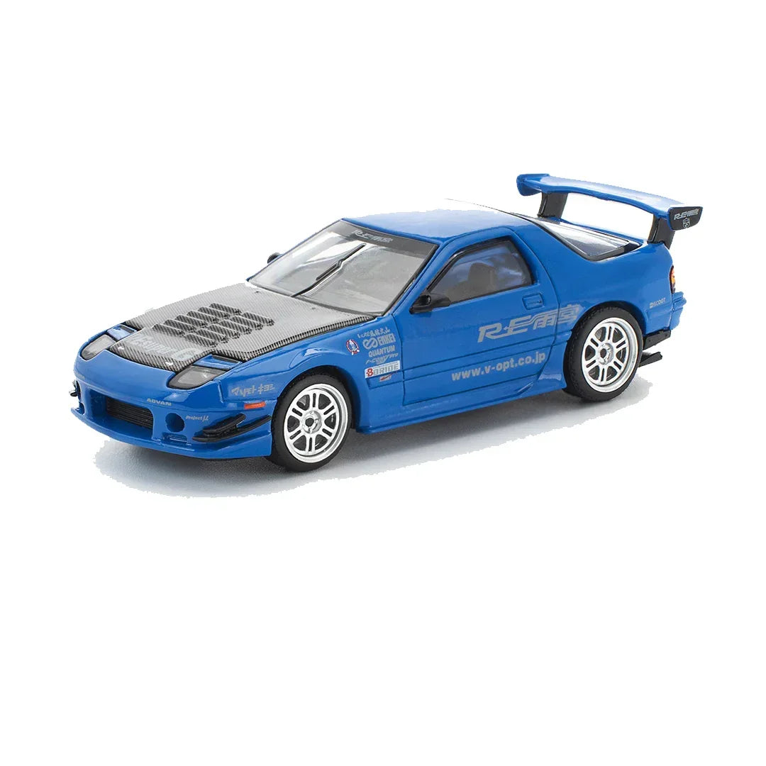 Pop Race 1:64 Mazda RX-7 FC3S RE-Amemiya Blue | JDM Diecast Model Car