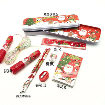 Christmas Stationery Gift Set for Kids | 10-Piece Merry Christmas Pencil & Accessories Set – Holiday Gifting Pack