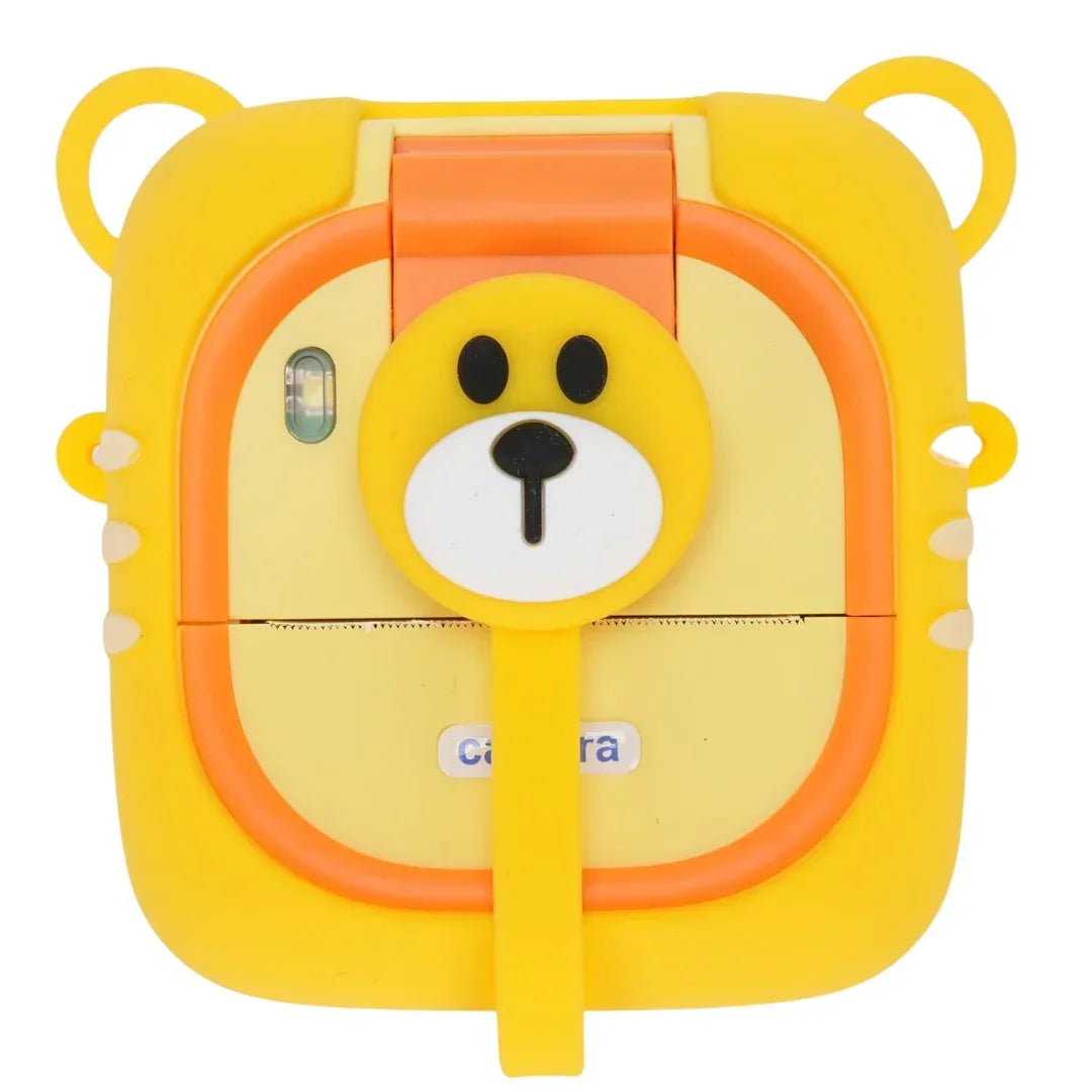 Instant Print Kids Camera – 48MP 1080P Video Toy with Rotating Lens & 6 Rolls - Yellow