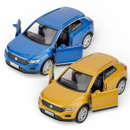 RMZ City Volkswagen T-Roc SUV 1:36 Die-Cast Car | Pull Back & Go | Openable Doors | Blue / Gold