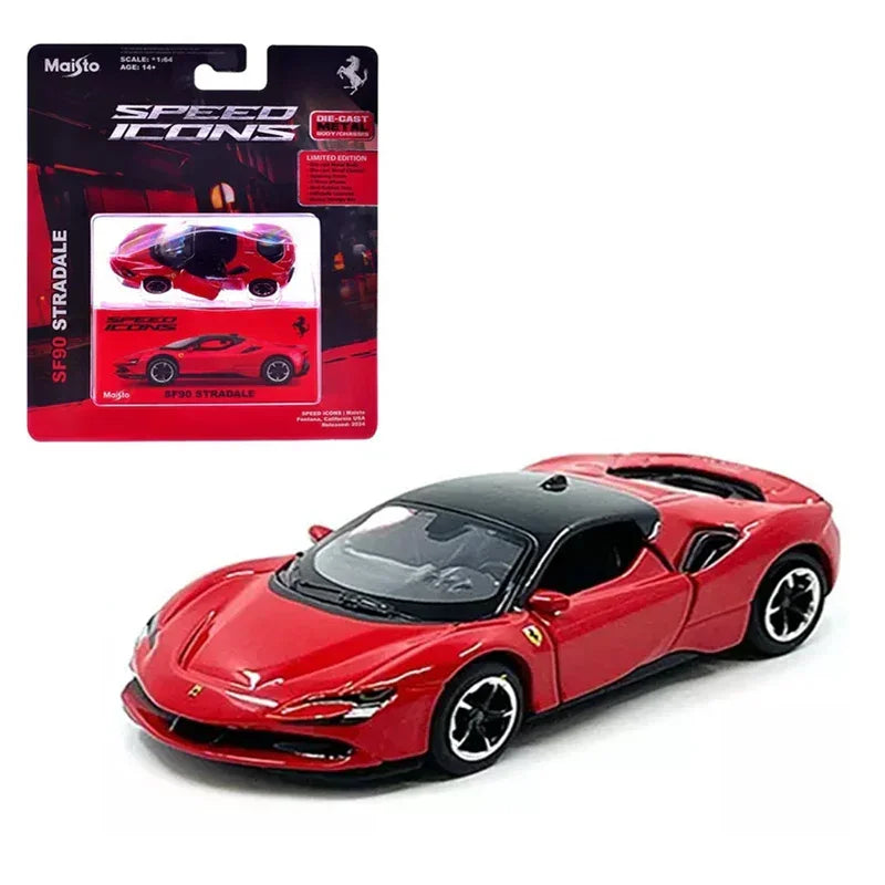 Maisto 1:64 Ferrari SF90 Stradale – Red with Black Top | Speed Icons India Diecast Model - Jaiman Toys