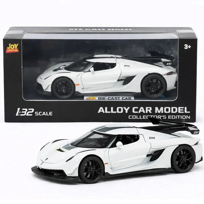 JOY JUNCTION 1:32 Diecast Supercar Toy Car with Opening Doors & Bonnet – Premium Metal Model in Orange, White & Black