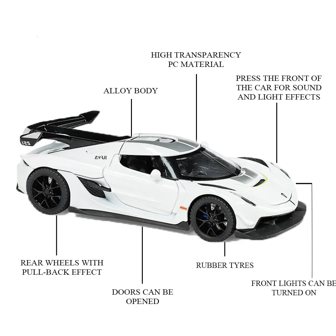 JOY JUNCTION 1:32 Diecast Supercar Toy Car with Opening Doors & Bonnet – Premium Metal Model in Orange, White & Black
