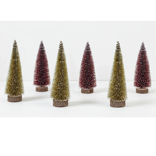 SWEN SELENE Miniature Festive Trees – Set of 6 Warm Christmas Décor Ornaments