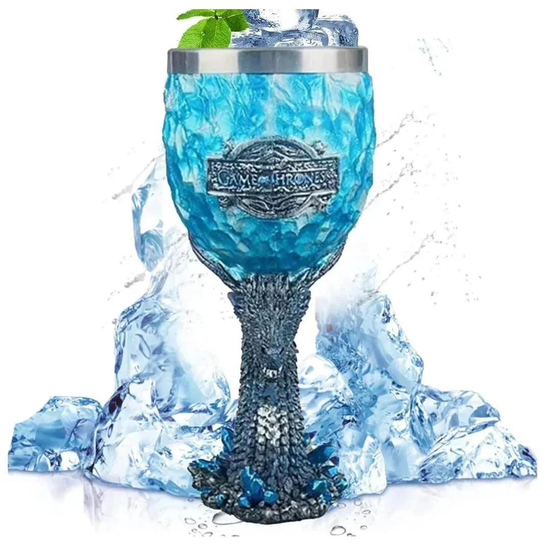 Game of Thrones blue dragon goblet with ice effect, collectible fantasy drinkware