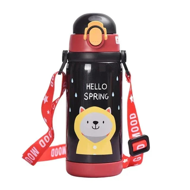 Cool DI GIBO Vacuum Insulated Water Bottle With Straw 450 ML (Black) - Jaiman Toys