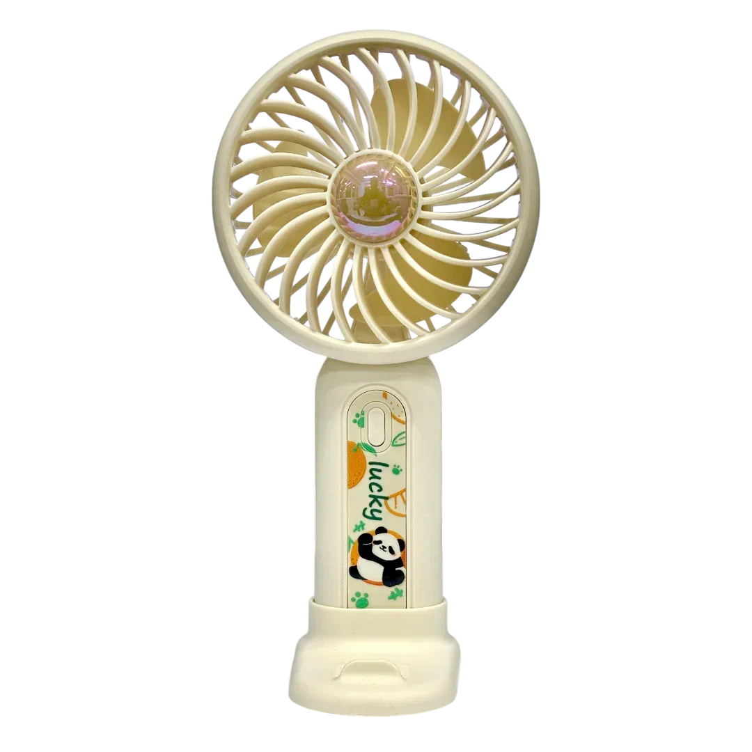 Mint Milk Peach Desktop Fan Mini Handheld Small Fan for Home, School USB Rechargeable & Portable Fan (Cream) - Jaiman Toys