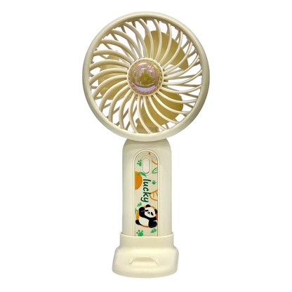 Mint Milk Peach Desktop Fan Mini Handheld Small Fan for Home, School USB Rechargeable & Portable Fan (Cream) - Jaiman Toys