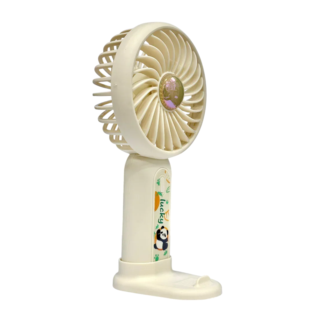 Mint Milk Peach Desktop Fan Mini Handheld Small Fan for Home, School USB Rechargeable & Portable Fan (Cream) - Jaiman Toys