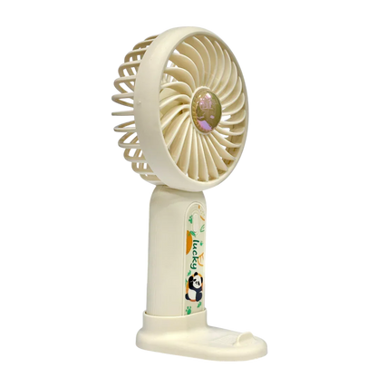 Mint Milk Peach Desktop Fan Mini Handheld Small Fan for Home, School USB Rechargeable & Portable Fan (Cream) - Jaiman Toys