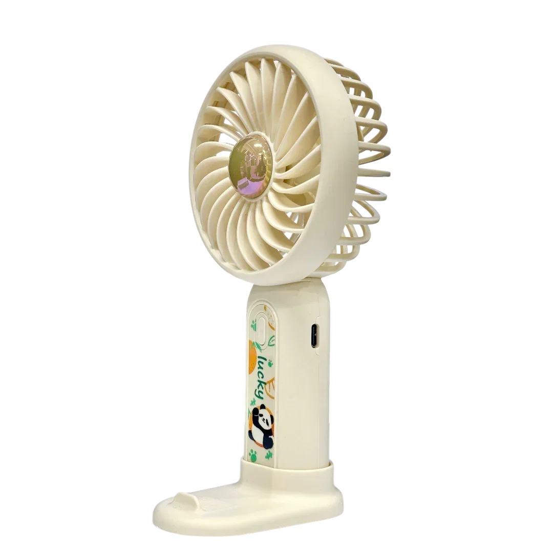 Mint Milk Peach Desktop Fan Mini Handheld Small Fan for Home, School USB Rechargeable & Portable Fan (Cream) - Jaiman Toys