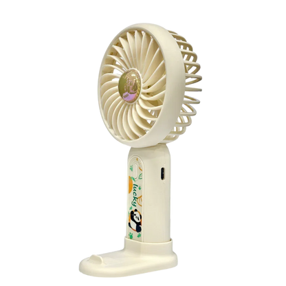 Mint Milk Peach Desktop Fan Mini Handheld Small Fan for Home, School USB Rechargeable & Portable Fan (Cream) - Jaiman Toys