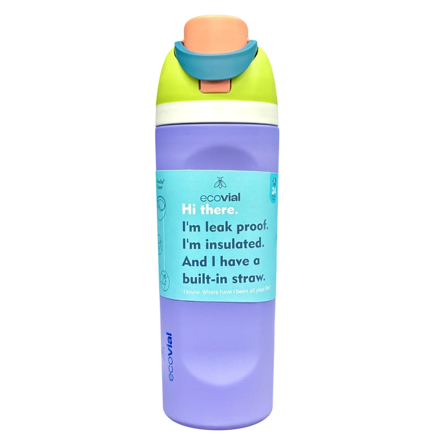 Ecovial 19 OZ - Vacuum Bottle Sip n Swig 570 ML (Purple) - Jaiman Toys