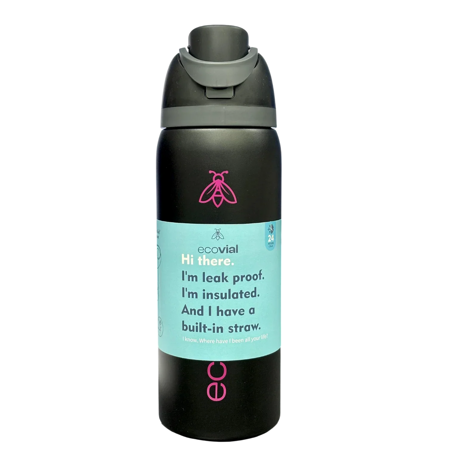 Ecovial 32 OZ - Vacuum Bottle Sip n Swig 960 ML (Black) - Jaiman Toys