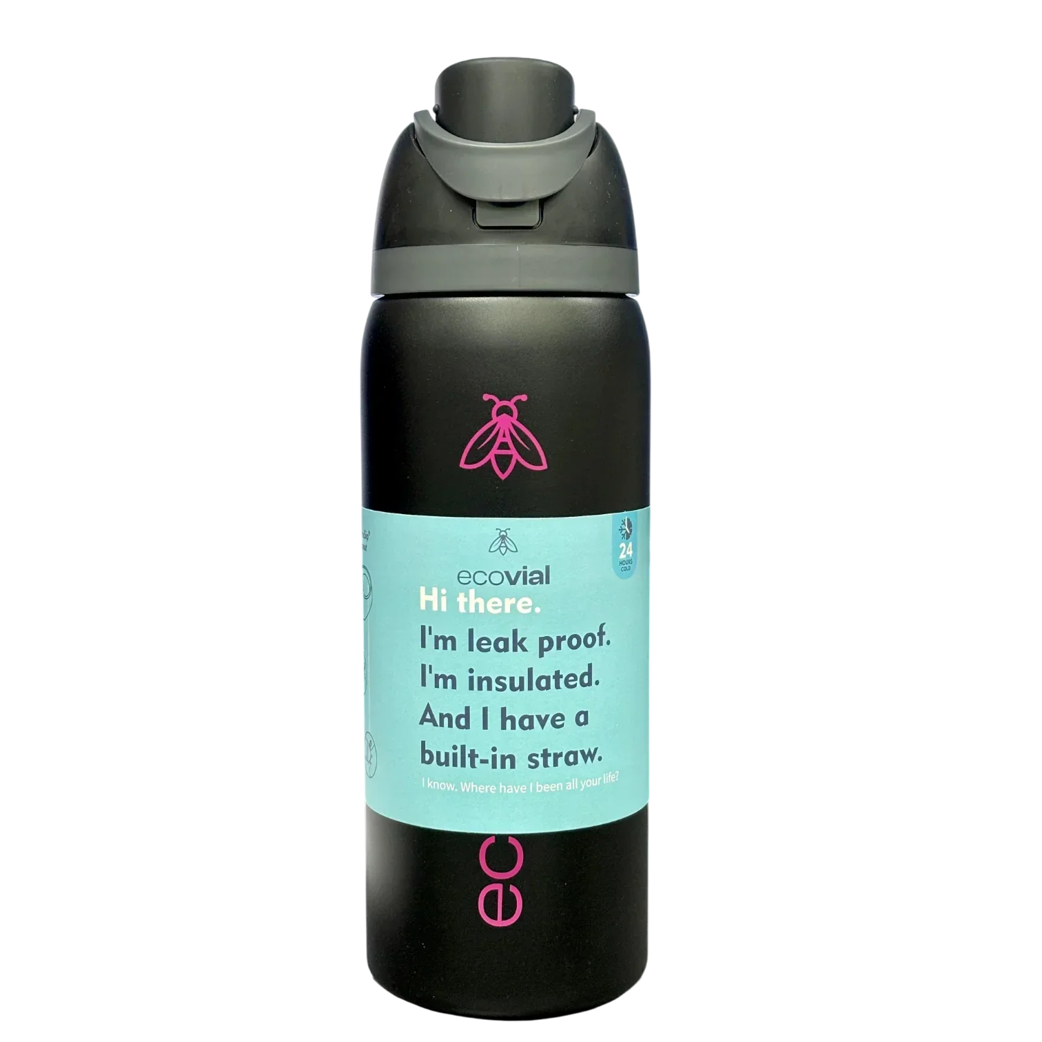 Ecovial 32 OZ - Vacuum Bottle Sip n Swig 960 ML (Black) - Jaiman Toys