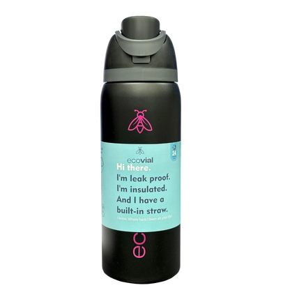 Ecovial 32 OZ - Vacuum Bottle Sip n Swig 960 ML (Black) - Jaiman Toys