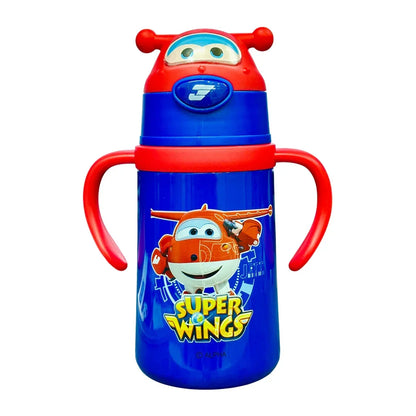 Super Wings Stainless Steel Water Bottle For Kids with Straw 400 ML - Jaiman Toys
