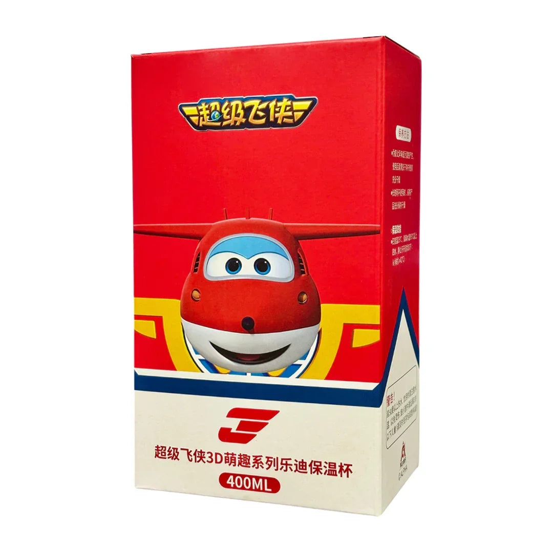 Super Wings Stainless Steel Water Bottle For Kids with Straw 400 ML - Jaiman Toys