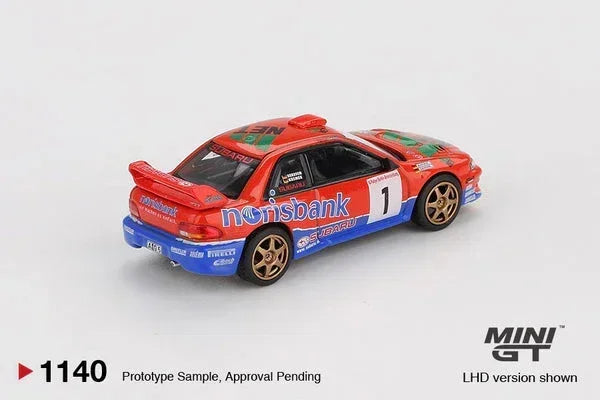 Mini GT 1:64 Subaru Impreza WRC97 #1 1999 DRM Champion Norisbank Livery Diecast Model – MGT01140-BL
