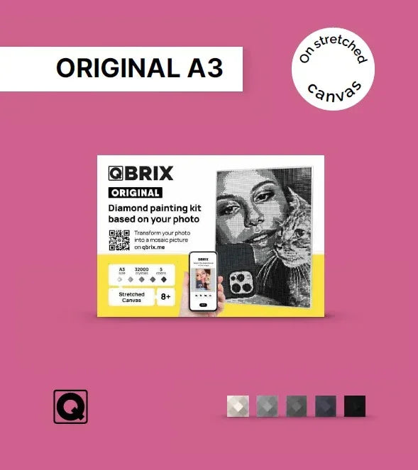 QBRIX A3  Original Diamond Painting Kit | Custom Photo Mosaic, 32,000 Crystals | Ages 14+